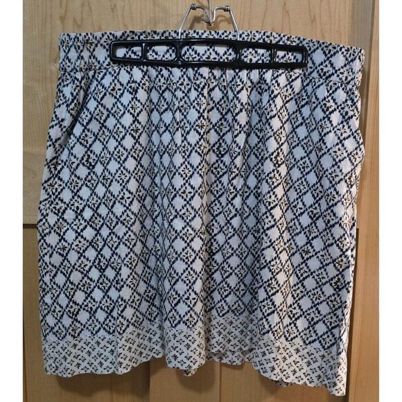 Loft Womens Black & White Patterned Linen Rayon Skirt Sz L - Picture 1 of 7